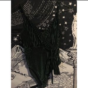 Velvet green body suit